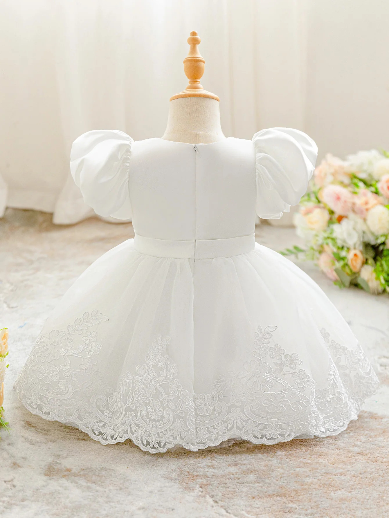 Infant Embroidery Flower Party Baby Girls Dress Elegant Bow Wedding Bridesmaids Princess Prom Dresses Baby Baptism Evening Gown 260124