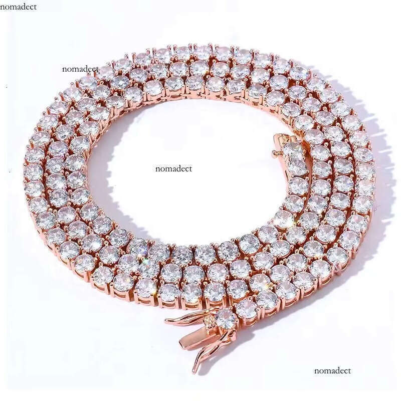 Hip Hop Moissanite Dia Tennis Bracelet Sier Cuba Chain VVS Jewelry Men Ice Out Necklace 4a