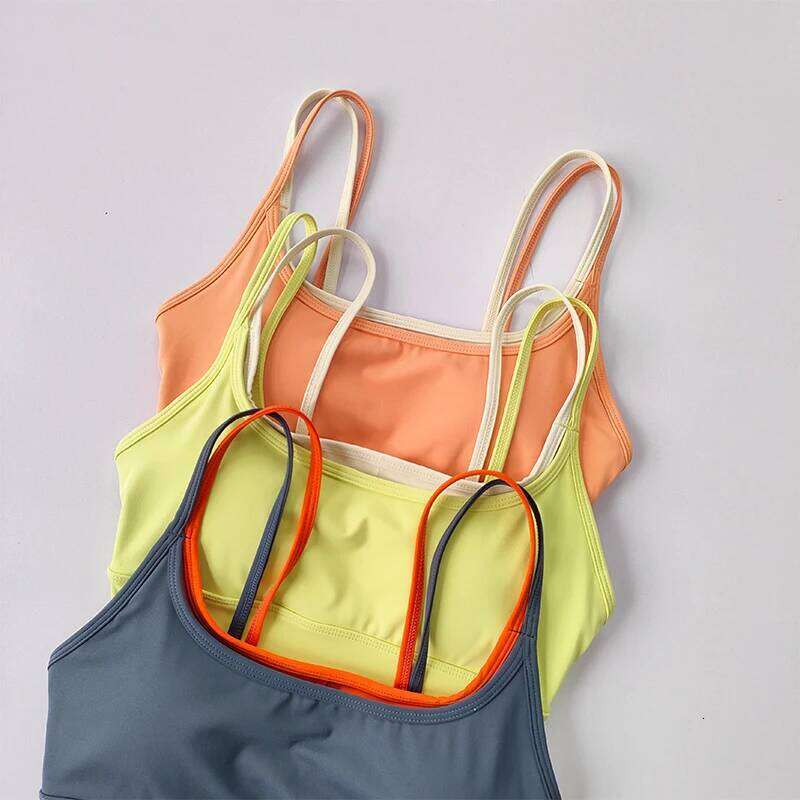 Sports Women Summer Shock-absorbing Gathering Double Breast Strap Yoga Vest Quick Drying Anti Sagging Shaping Fitness Bra 26Y0209