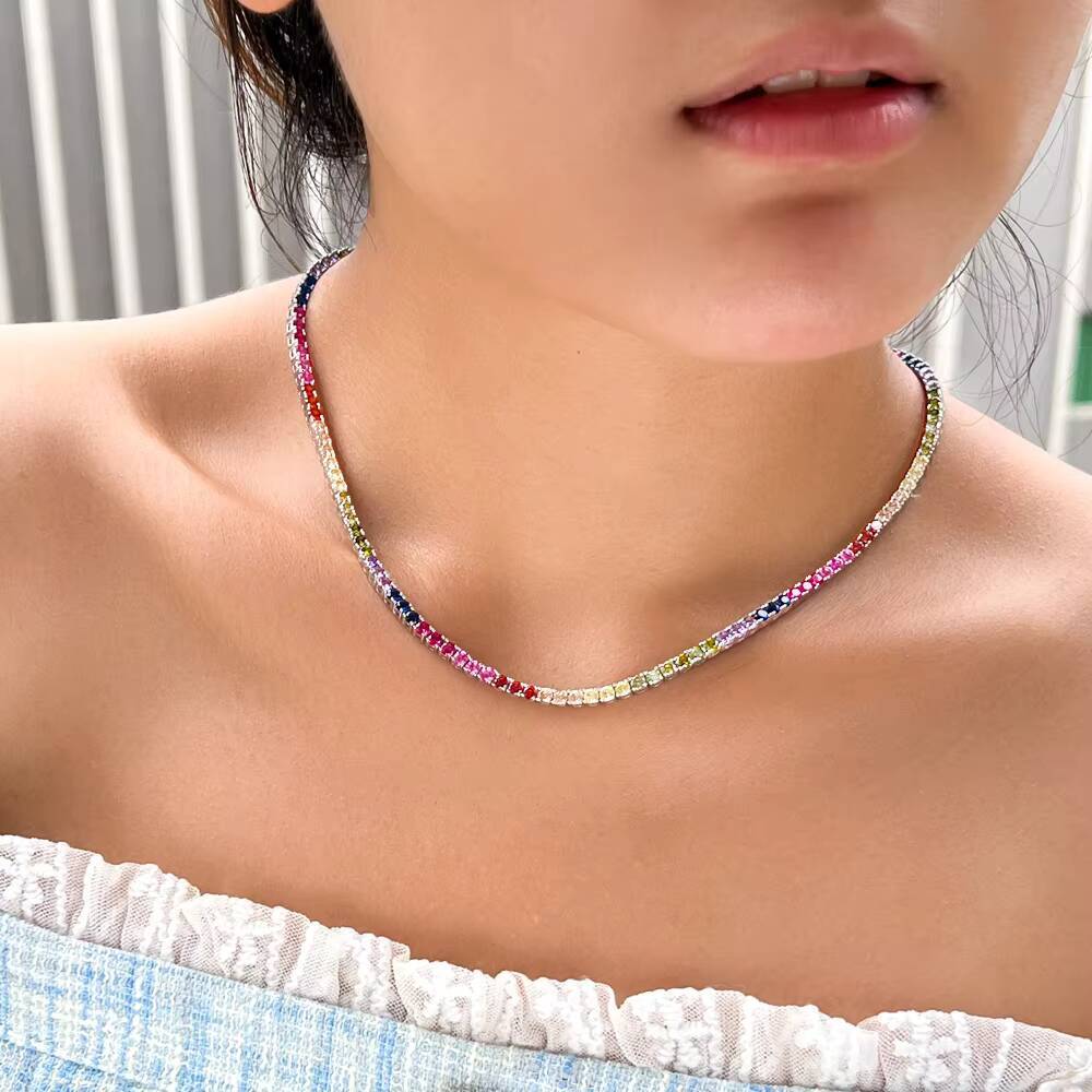 Ready to Ship Customize Jewelry Product 17inches 25mm 3mm 4mm Moissanite VVS S925 Sterling Silver Table Tennis Necklace for Women Man