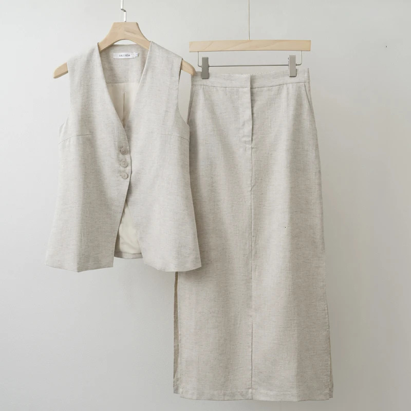 Women Casual Summer Vest Skirt Sets 260208