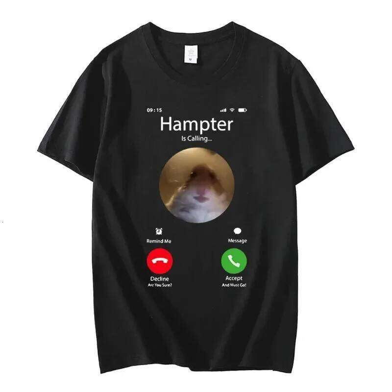 Dank Meme Hamster Staring Front Camera Hampter Calling T-shirt Fashion Woman Short Sleeve T-shirts Oversized Streetwear X260209