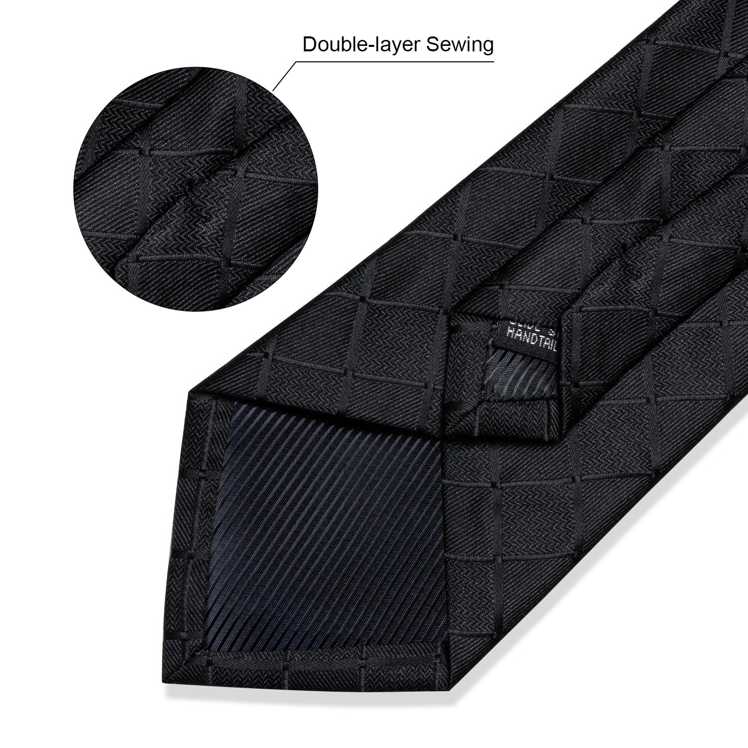 DiBanGu Business Plaid Black Solid Elegant Silk Ties for Men Tie Buckle Handkerchief Cufflinks Wedding Accessory 260208