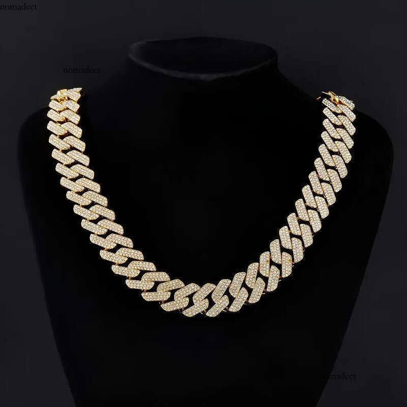 Fashion jewelry 20MM3 row moissanite hip-hop Cuban chain exaggerated rap men's designer necklace 3a