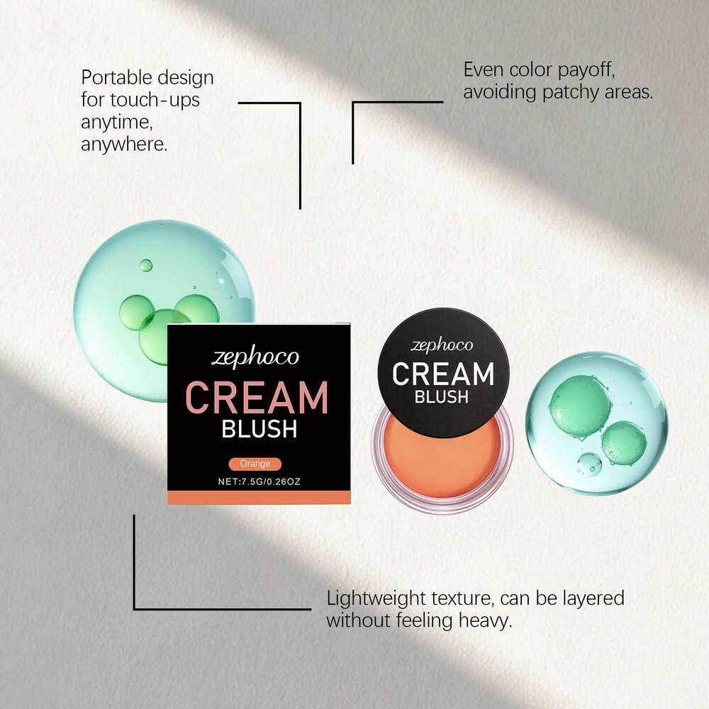 zephoco Orange Silky Smooth Blush - Naturally rosy facial color, delicate smooth application, radiant and atmospheric