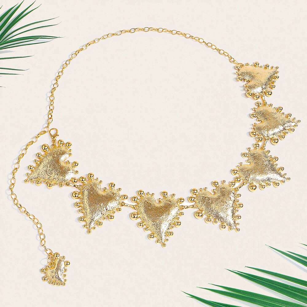 Ladies Heart-Shaped Metal Waist High-Quality Summer Beach Body Chain Accessory for Women X260209
