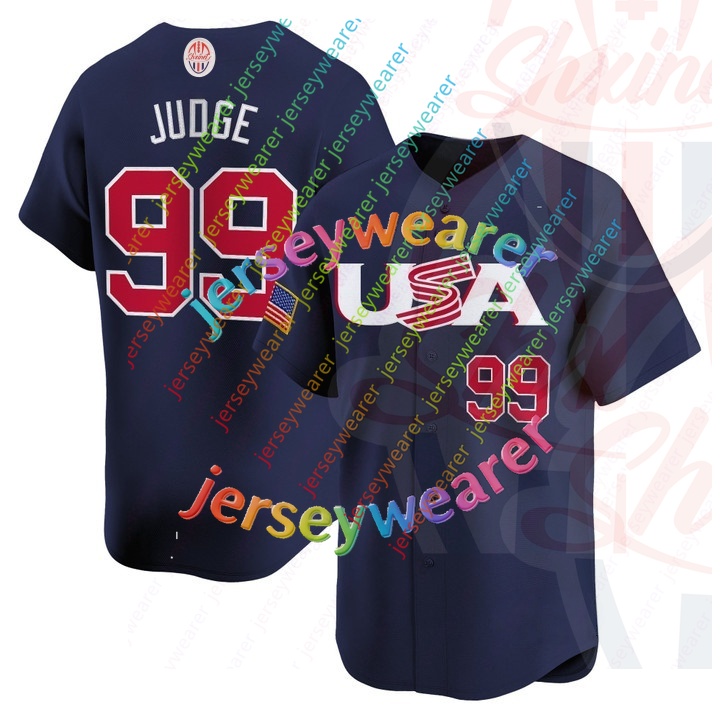 99 Aaron Judge Team USA 2026 World Baseball Classic Jerseys Paul Skenes Pete Crow-Armstrong Tarik Skubal Shxinet Cal Raleigh Harper United States1