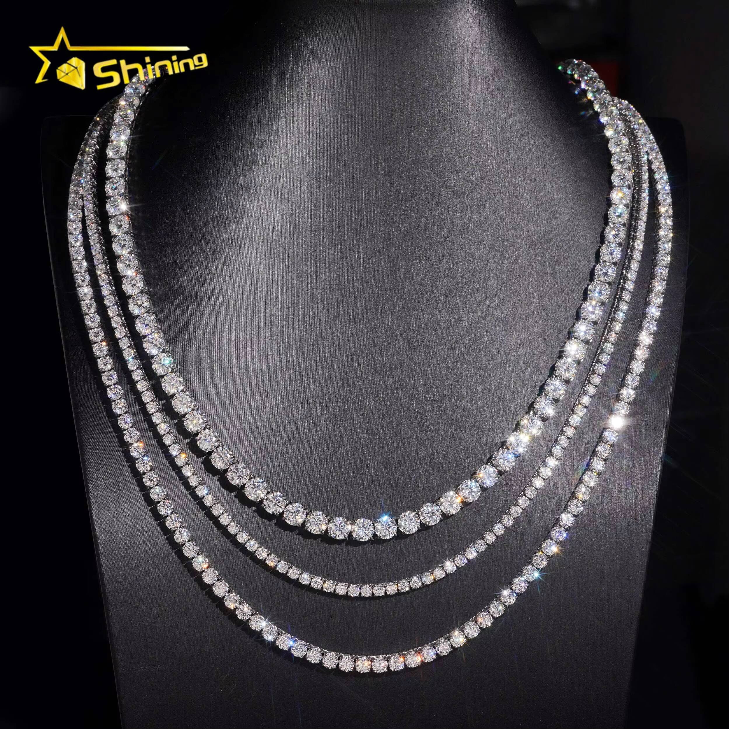 Hip Hop Necklace Moissanite Jewelry Pass Diamond Test VVS Moissanite Tennis Necklace