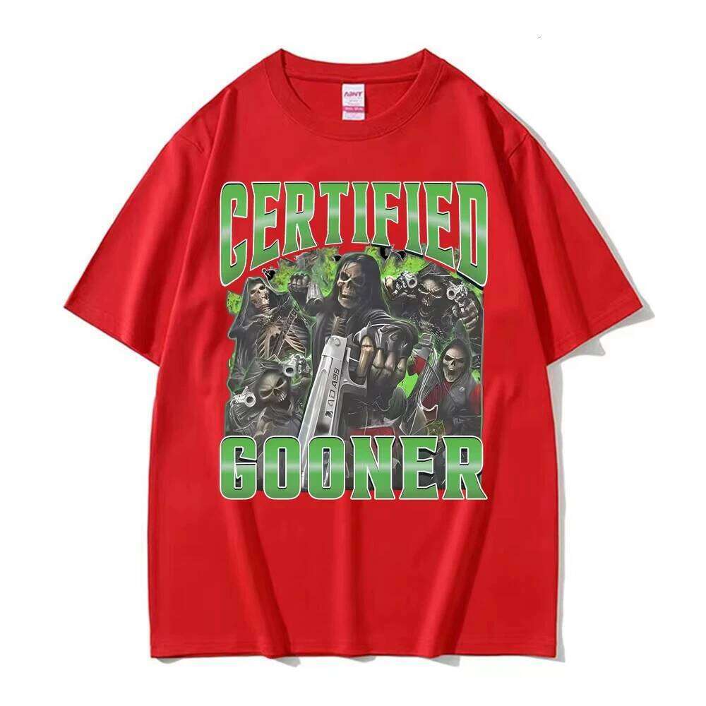Certified Gooner Funny Skeleton Meme Men's Clothing Fashion Gothic Harajuku T-shirt Women Oversized High Quality T Shirt X260209