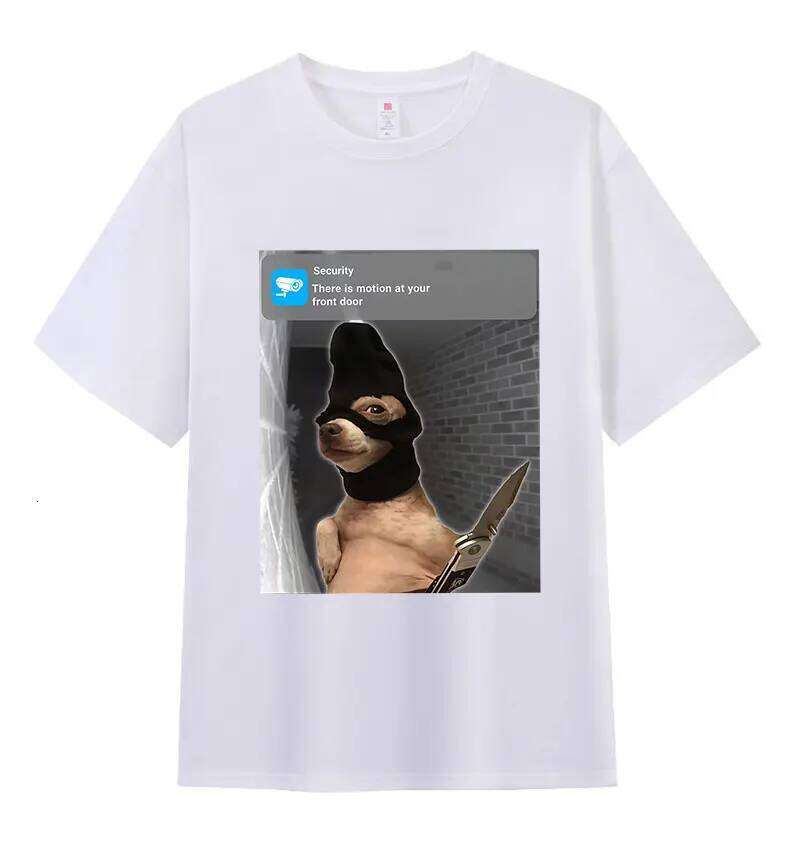 Ring Dog with Motion Funny Meme Graphic T-shirt Men Women Fashion High Quality Cotton T-shirts Retro Oversized Short Sleeve Tees X260209