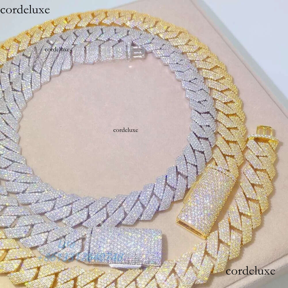 Hot Selling Sterling Sier Hip Hop Jewelry Pass Dia Tester 15Mm 18Mm 20Mm Miami Moissanite Cuban Link Chain 02