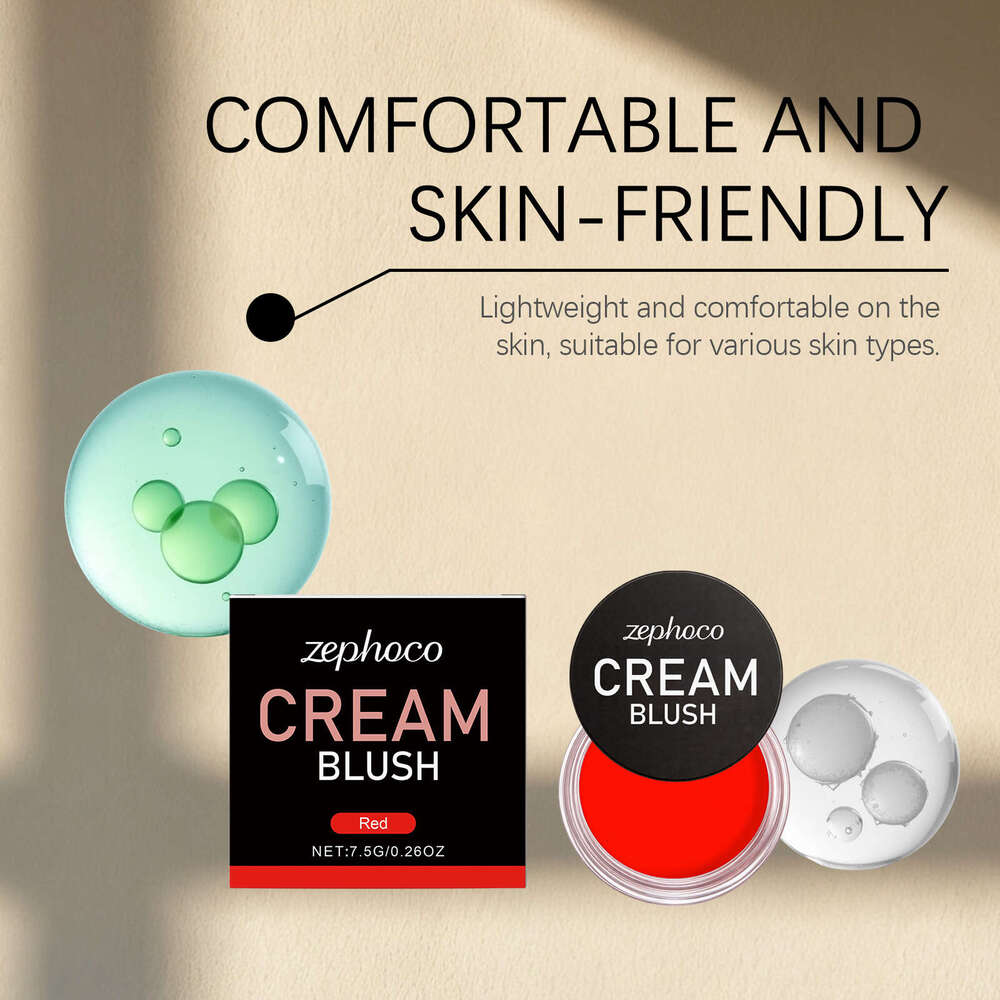 zephoco Red Silky Smooth Blush Hydrating Color Rendering Create a Rosy Glow Natural Contouring Makeup