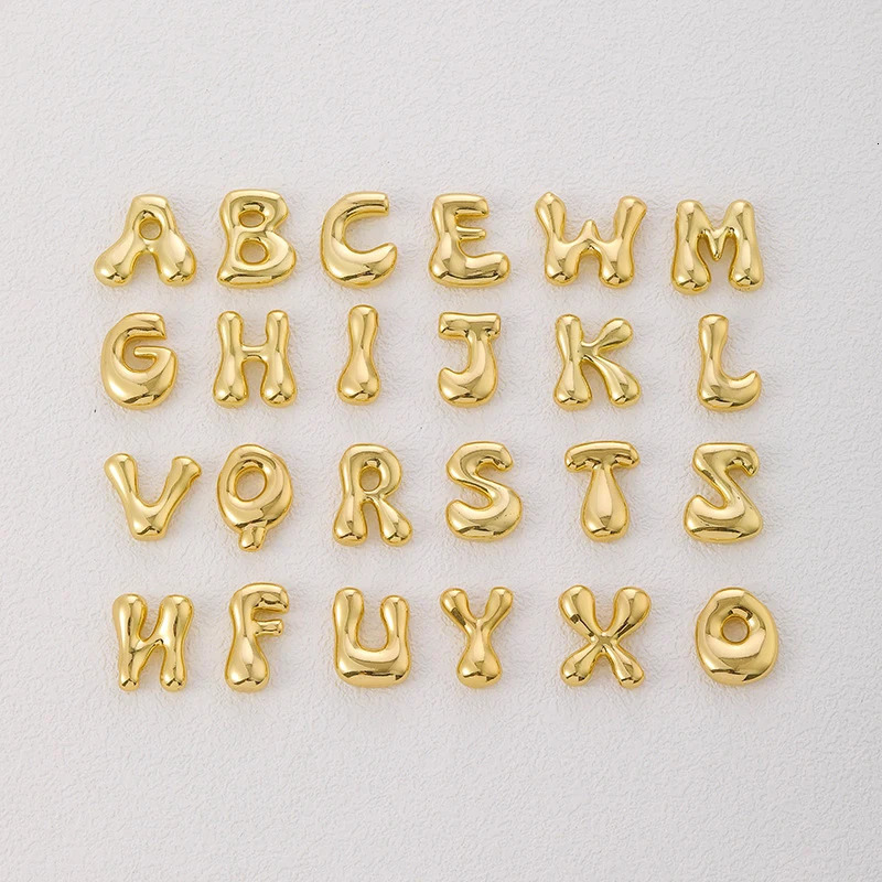 Golden Color Stainless Steel Initial Necklace for Women Girls Chunky Bubble Letter Pendant Necklaces Trendy Collar Jewelry Gift 260206