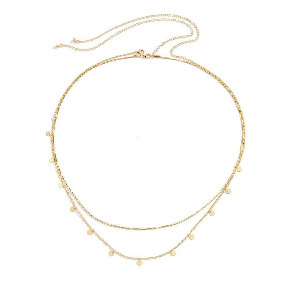 2Pcs/Set Sexy Sequins Belly Waist for Women Summer Bikini Gold Color Multilayer Thin Chain Body Jewelry Y2K Accessories X260209