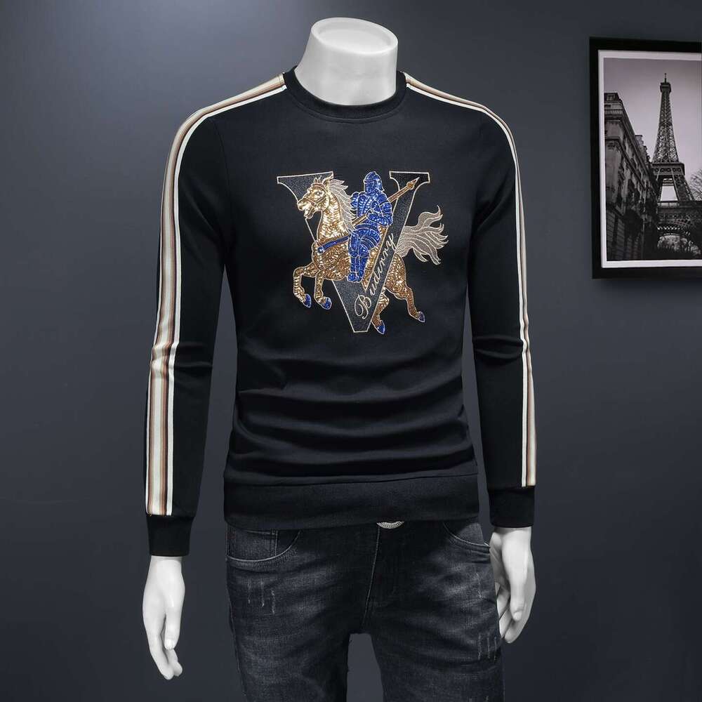European Brand Sweatshirt Crew Neck Base Shirt New Autumn Embroidery Versatile Casual Men's Top