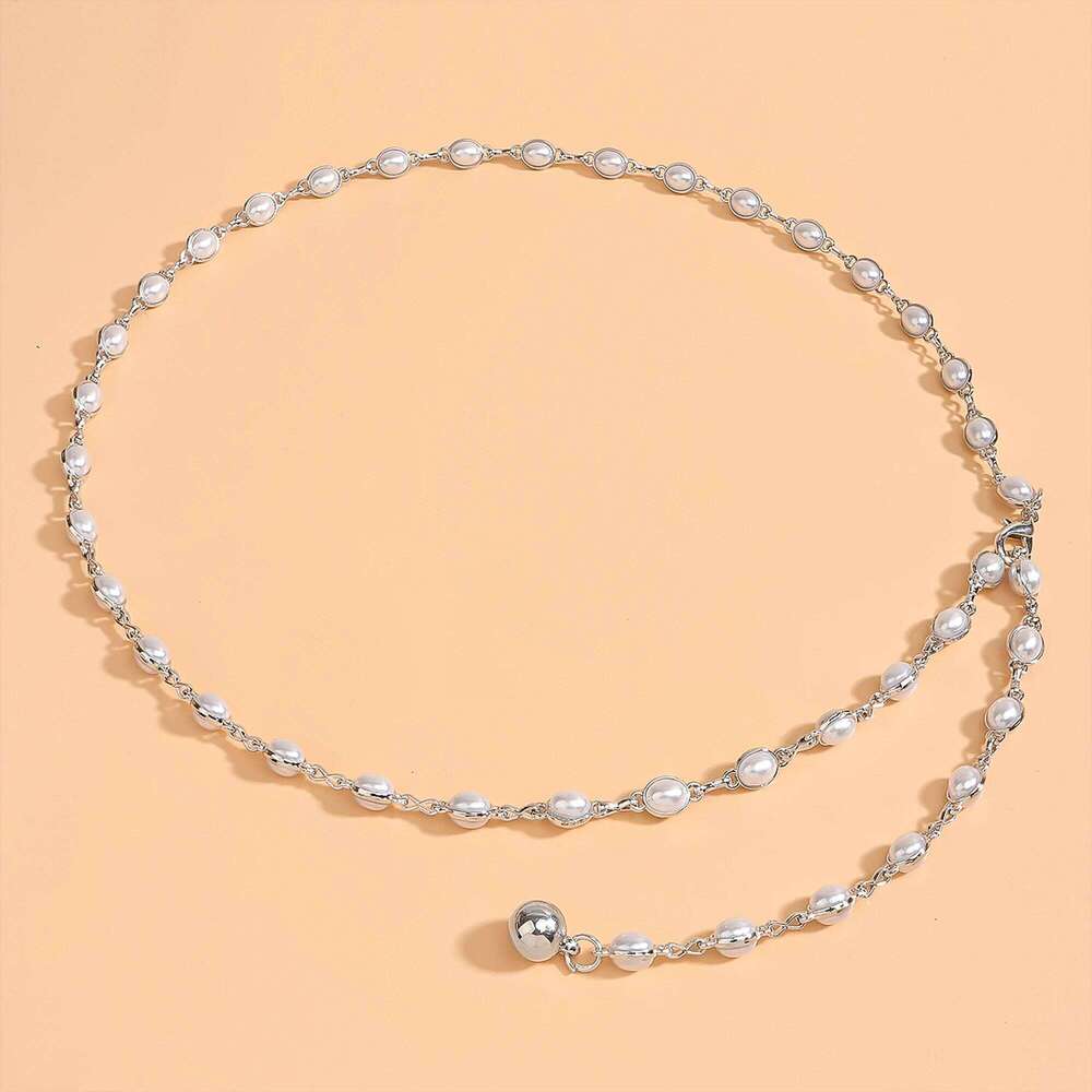 The new pearl simple everything fashion women thin waist with dress temperament chain X260209