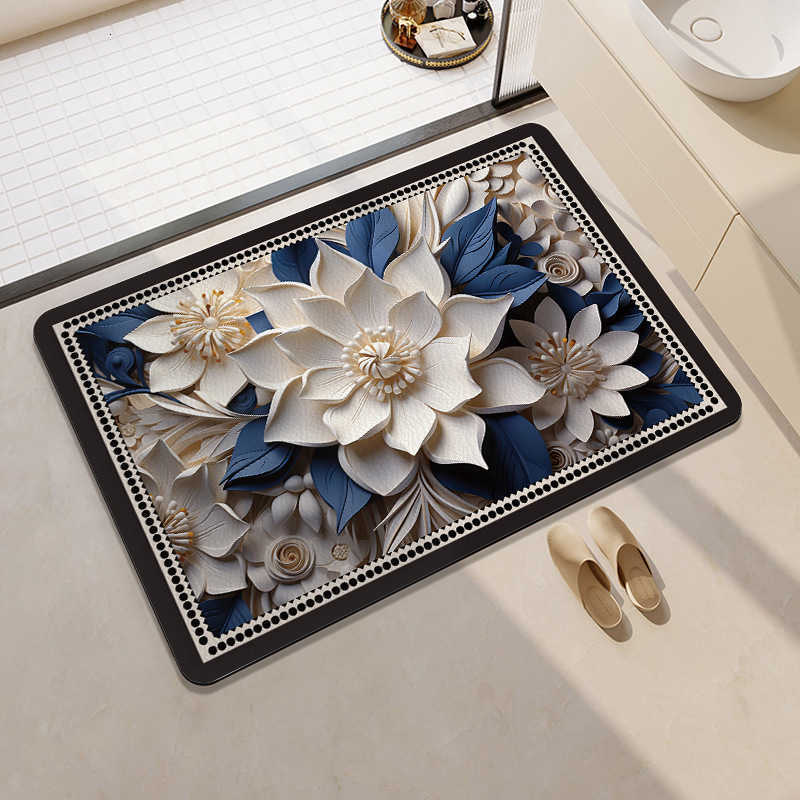 Entrance door mat hallway anti-slip and dirt-resistant foot mat diatom mud absorbent leather carpet door mat entry mat can be cut to size S260207