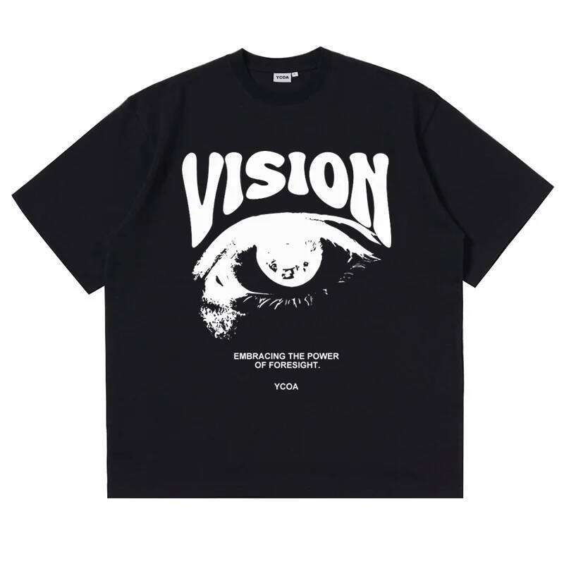 Men's T-Shirt Oversized 100% Cotton Eye Graphic Korean Summer Y2k Tops Tees Streetwear Harajuku Short Sleeve Aesthetic Clothing X260209