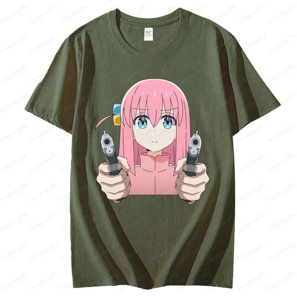 BOCCHI THE ROCK Funny Bocchi Girl Printed Short Sleeve Men Women Universal Fashion Casual Crewneck T-shirt Anime Enthusiast Tee X260209