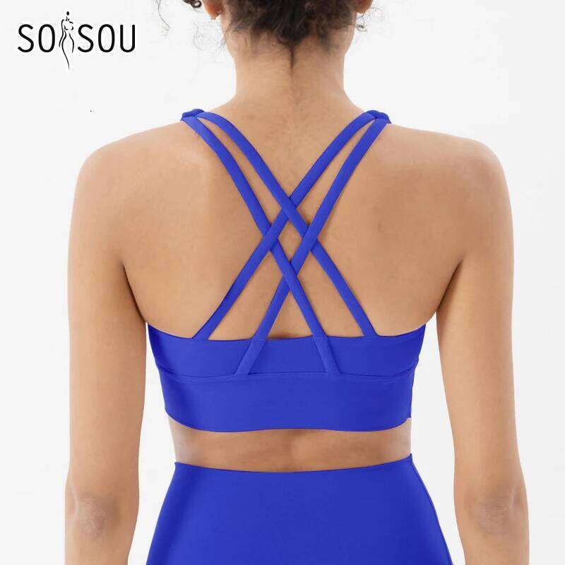 SOISOU Women Cropped Bralette Gym Yoga Sports Cross Sexy Female Bra Breathable Top Women's Underwear 25 Colors 26Y0209