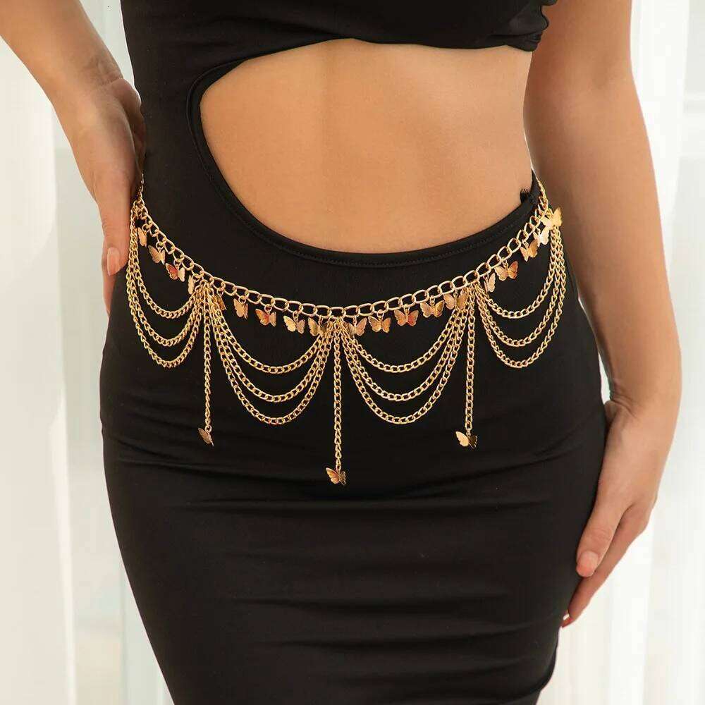 Sexy Fashion Metal Butterfly Heart Stars Tassel Pearl Waist for Women Summer Beach Bikini Body Chain Jewelry Gifts X260209