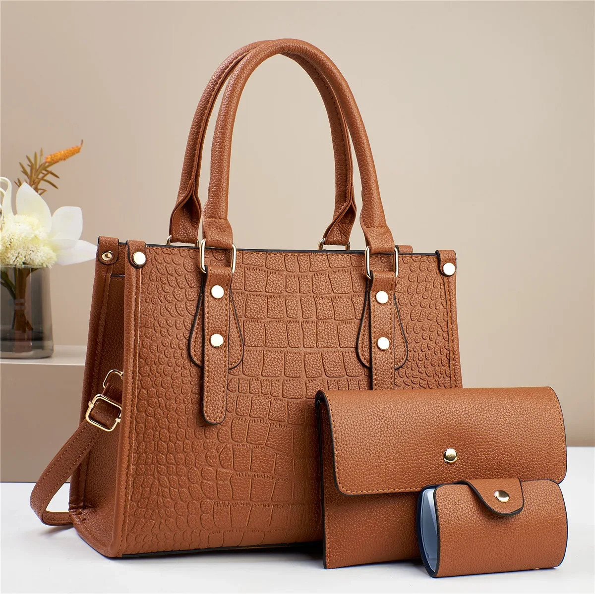 Fashionable Ladies Shoulder Bag Handbag Stylish Crossbody Bag Womens Trendy PU Leather Zipper Closure Square Shape Bag 260130