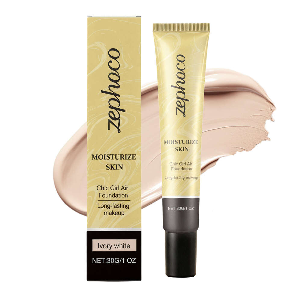 zephoco Ivory White Foundation Natural Concealer Lightweight Skin-Fitting Clear Glossy Three-Dimensional Makeup Effect