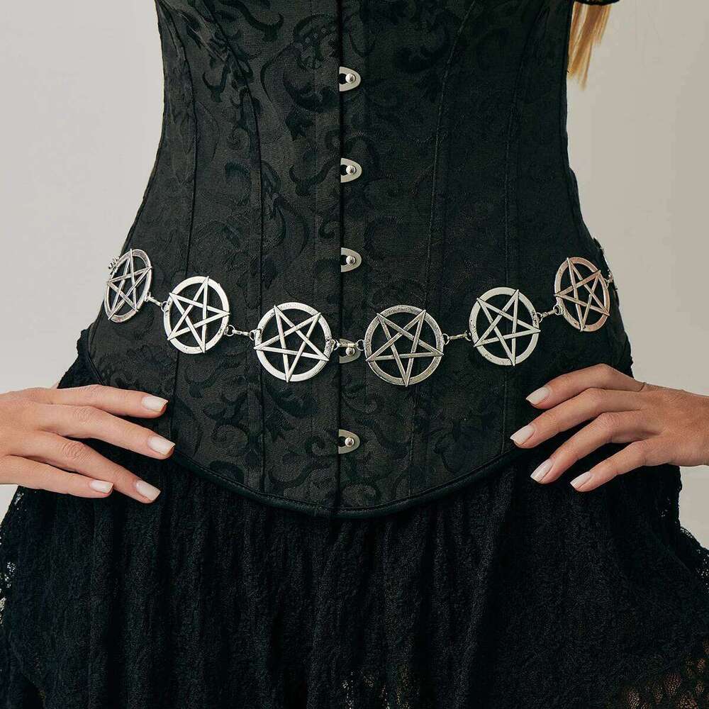 Ingemark Goth Circular Hollow Big Pentagram Waist Belly Chain for Women Trendy Creative Sliver Color Metal Belt Body Jewelry New X260209