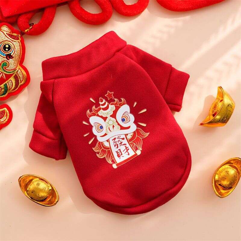 Clothes Autumn Winter New Year Cartoon Dog Sweatshirt Teddy Corgi Pet Apparel Supplies Wholesale Cat Kitten