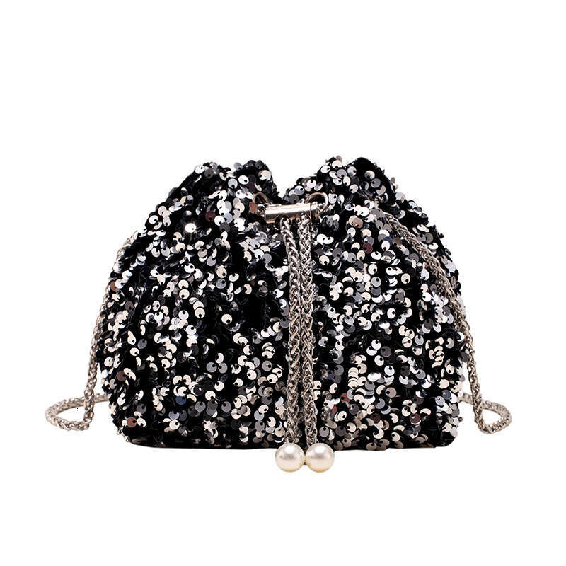 Fashion Personality Sequin for Women 2026 New Korean Style Bucket Trendy Shoulder Crossbody Evening Bag