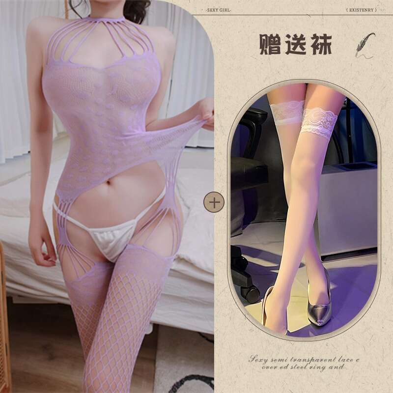 Sexy Halter Neck Fishnet Bodysuit Women Sheer Mesh One-Piece with Open Crotch & Adjustable Straps, Perfect for Role Play & Night Out