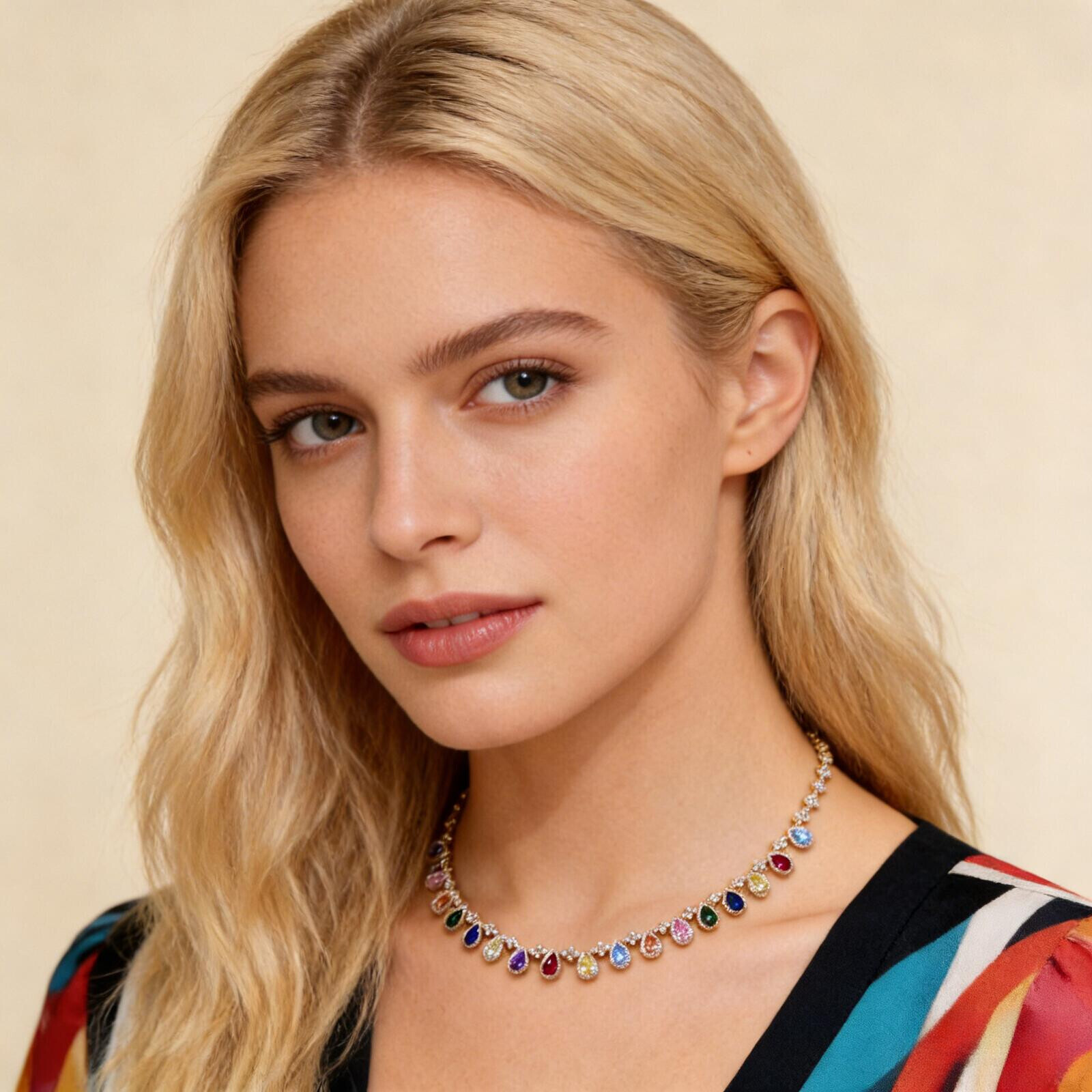 Necklace Colorful Necklace, Gold-Plated Necklace, Original Design, Luxurious Exquisite Necklace Women's Evening Clavicle Chain
