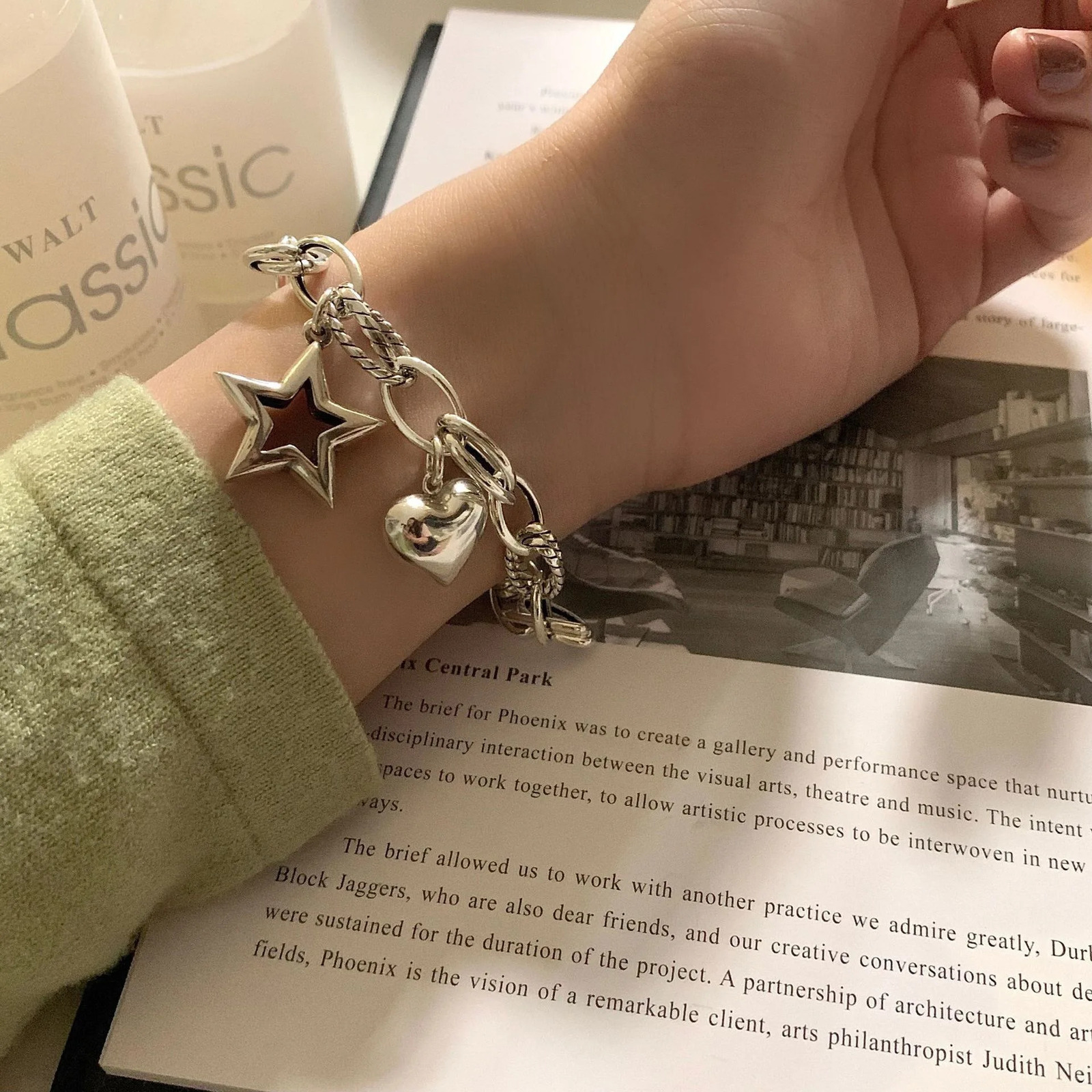 925 Sterling Silver Bracelets for Women Accessories Trend Retro Heart Star Pendant Party Jewelry Gift 260128