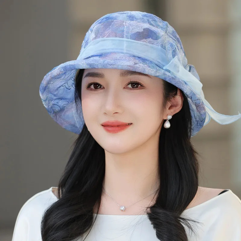 Bucket Hat Women Flower Bow Summer Hats For Women Casual Sunscreen Breathable Sun Hat Ladies Sunhat 260208