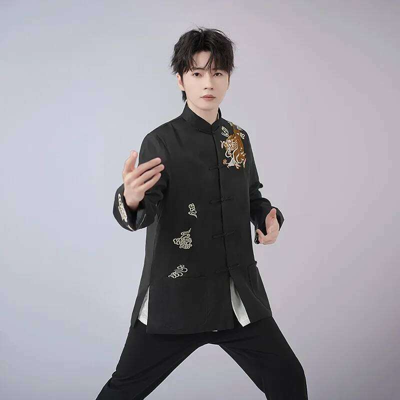 Mardi Hefxessdr Embroider Dragon Tang Clothes Man Chinese Tradition Top Costume Men Kung Fu Shirt Hanfu Uniform Big Size Xl Jackets