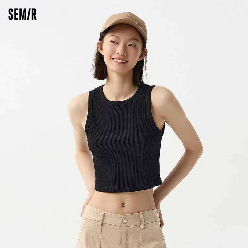 Semir Vest Women Short Style Skinny Round-neck Simple 2024 Spring New Solid Color Top Versatile 26Y0209