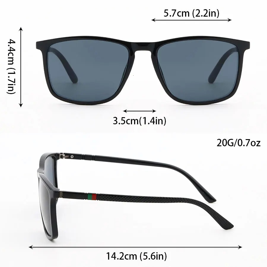 Classic Square Mens Sunglasses Comfortable Lightweight Black Frame Glasses Ideal for Travel Pography Gifts 260128