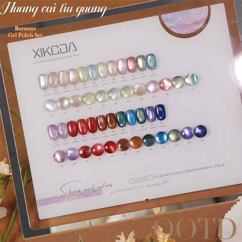 XIKEDA 24 Colors Four Seasons Whitening Gel Nail Polish Set Soak Off Long Lasting Iridescent Flowing Glass Bead Cat Eye Gel for DIY Manicure & Profess