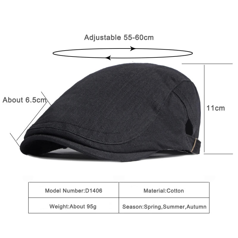 Spring Summer Beret Hat For Men Solid Black Gray Cotton Flat ed Herringbone Cap Women Outdoor Sun Ivy Hat Retro sboy Cap 260205