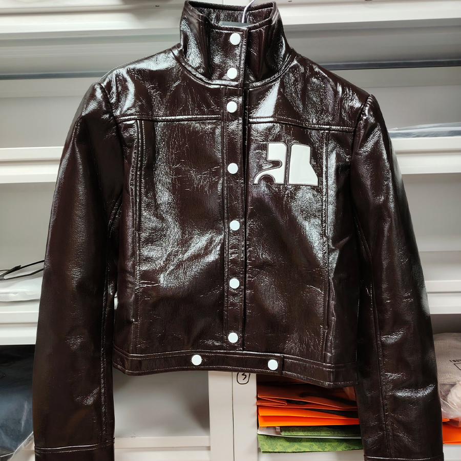 Womens Designer Leather Jacket Womens Gloss Pelle Leather Jacket Fur Coat Vinyl Group Motorcycle Jackets Windbreaker Black Red Paint Finish Wax Jacket Plein S-XL