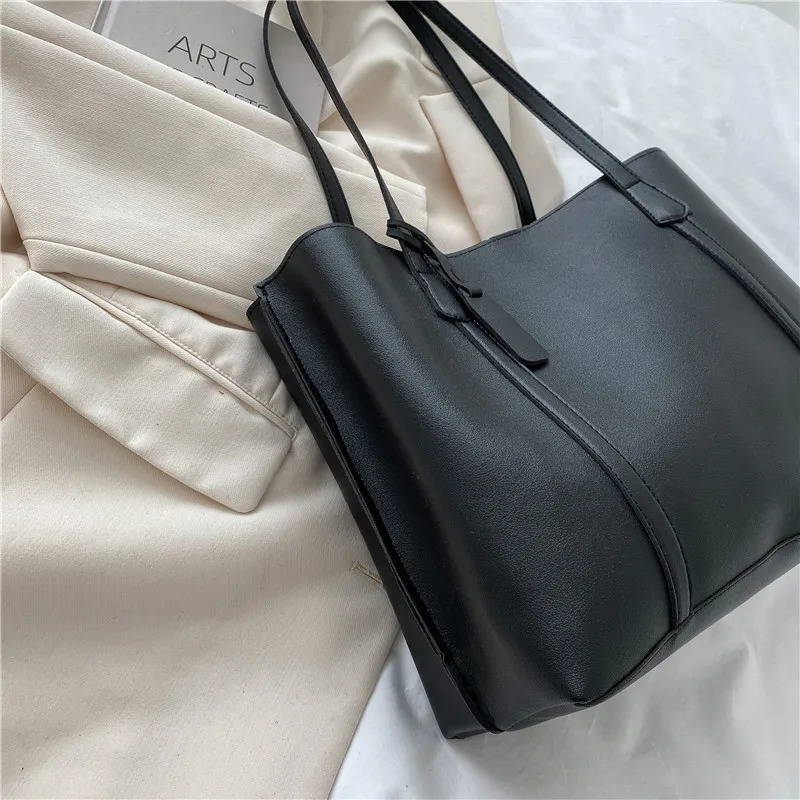 Large Capacity Womens Bag Soft Leather Tote Bag Casual and Versatile Single Shoulder Bags for Woman Korean Style Handbags 260130