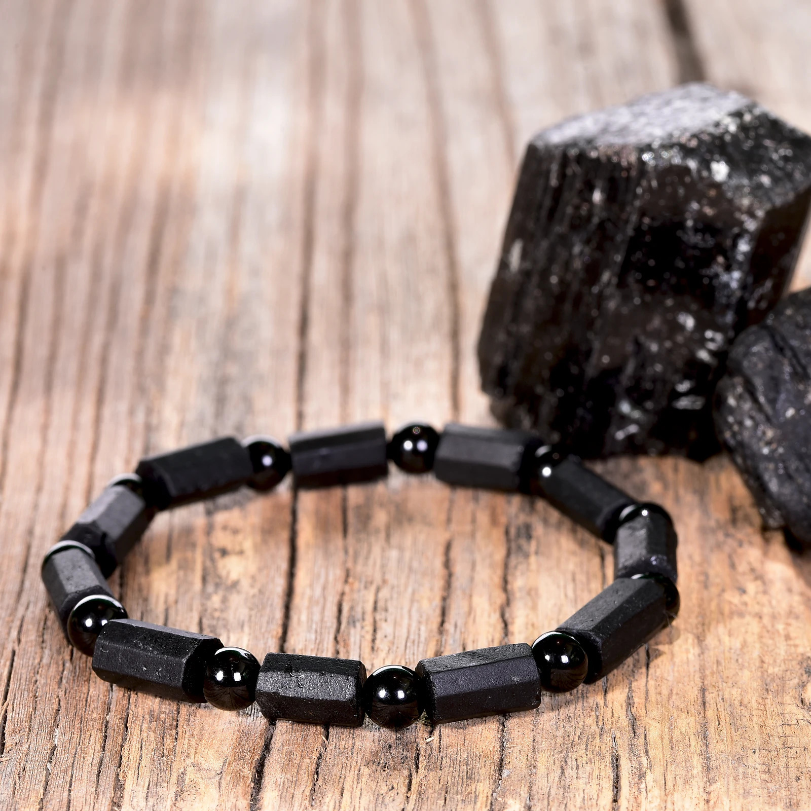 Natural Black Tourmaline Bracelet for Women and Men Raw Crystals Original Energy Quartz Stones Beads Bracelets 612mm 260202