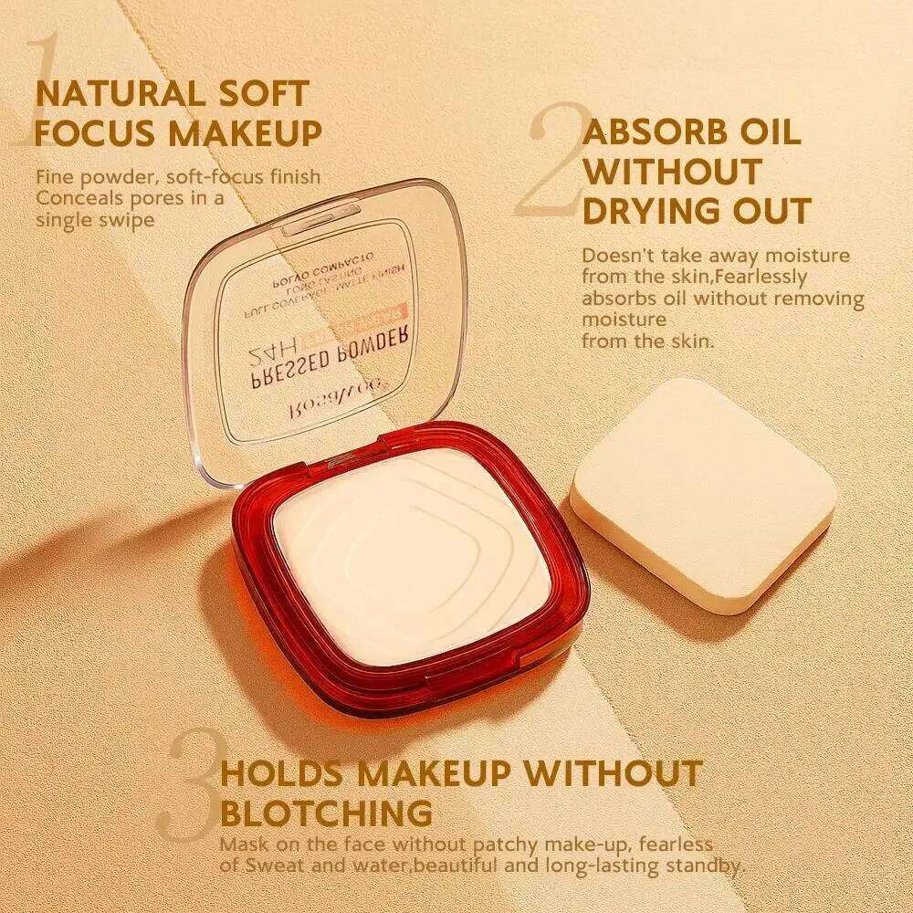 Oil Control Pressed Powder Waterproof Matte Full Coverage 24H Long Lasting Weightless Non Caking Finishing Foundation 26Li0209