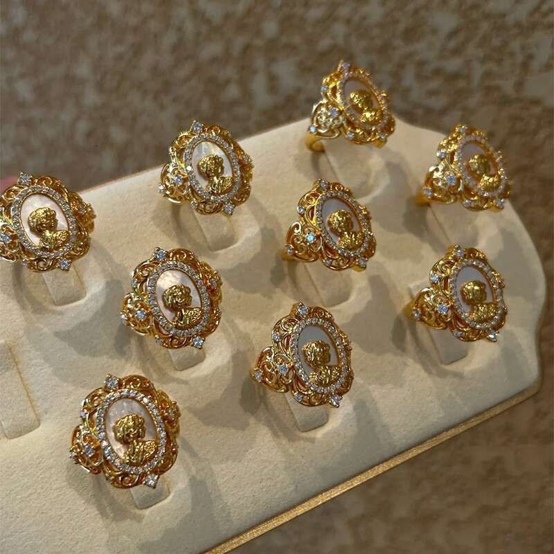 Baroque Ring With A Vintage High-end Feel Exquisite Goddess Head Design Index Finger Ring