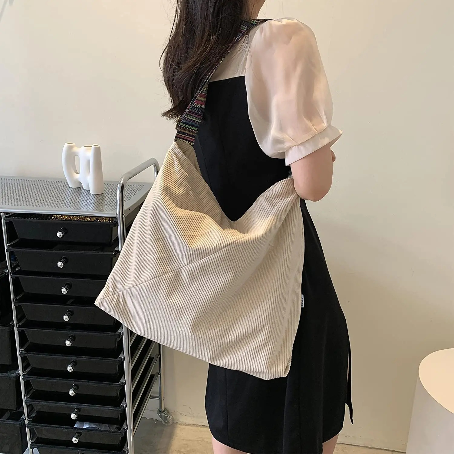 Tote Bag Women Large Crossbody Stylish Handbag for Corduroy shoulder Casual 260208