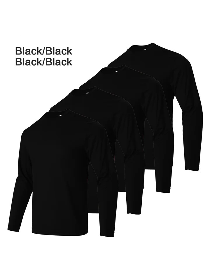 4-piece mens solid color round neck T-shirt - quick drying breathable moisture wicking suitable for fitness and running 260207