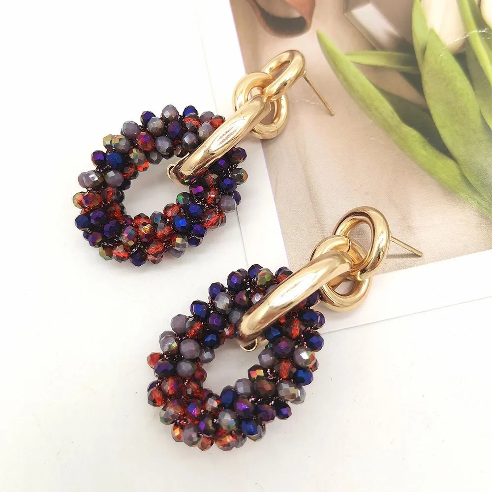 in Vintage jewellery earring Bohemian handmade Womens earrings for girls dangle jewelry rice beaded round hoops 260120