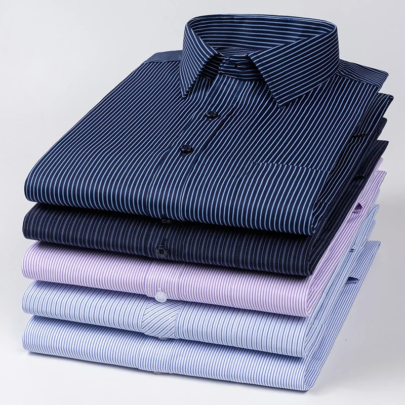 Mens Long Sleeve Shirt High-quality Fashion Casual Print Plaid Stripe Single Pocket Fit Business Formal Office Four Season Top 260208