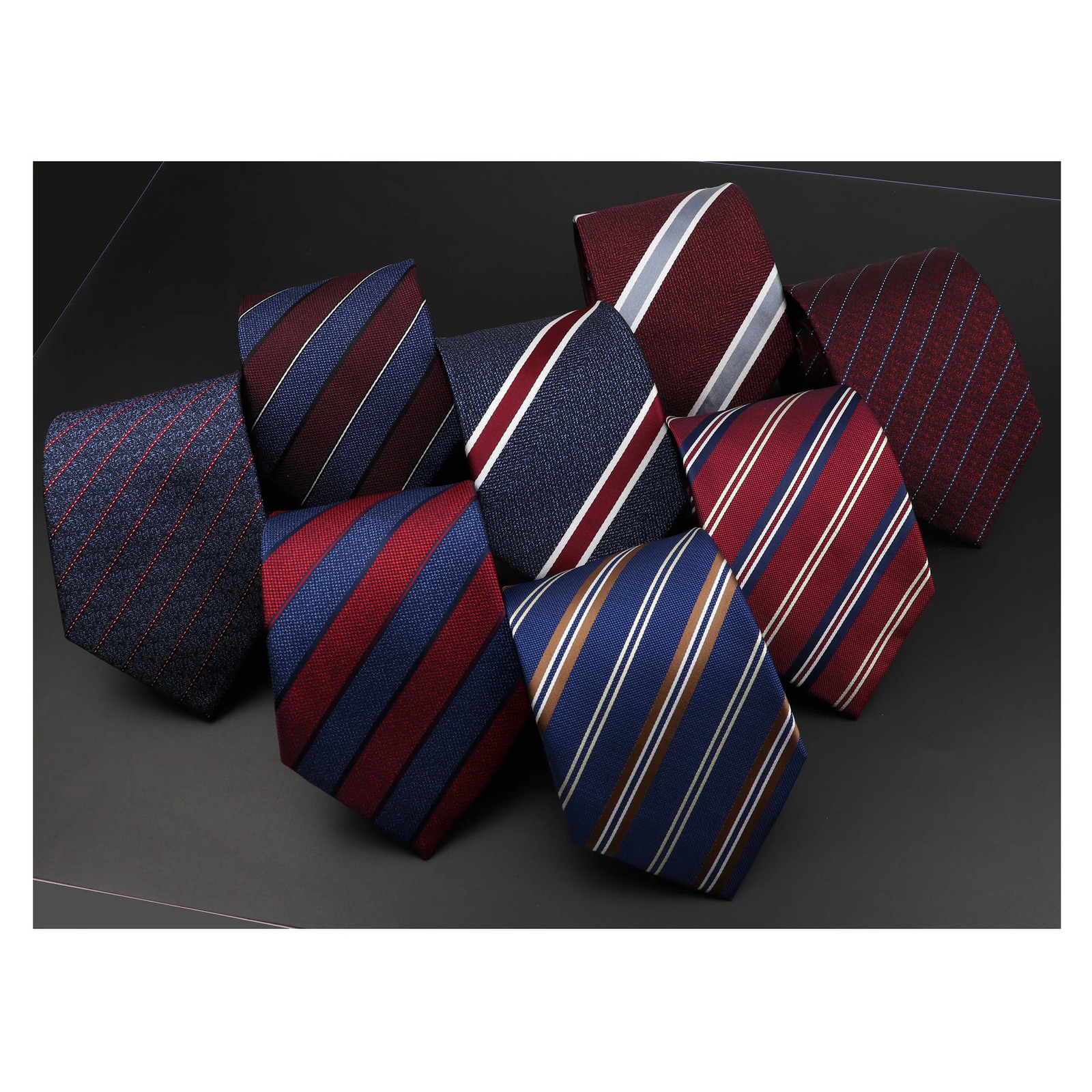 8cm Fashion Stripe Mens Tie Classic Polyester Bright Necktie Business Meeting Formal Necktie Accessories Daily Wear Cravat 260208