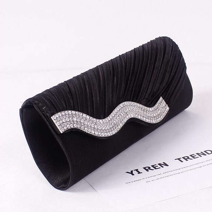 European And American Trendy Fashion Pleated Rhinestone Party Women S Crossbody Shoulder Clutch Evening Bag For Women